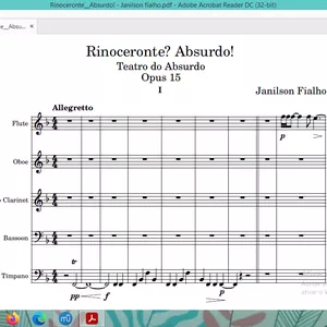 Imagem do curso Partitura: Rinoceronte? Absurdo!, Opus 15 - Janilson Fialho (PDF)