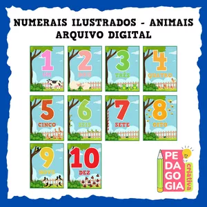 Imagem de capa para o Curso online NUMERAIS ILUSTRADOS - tema Animais
