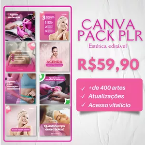 Imagem de capa para o Ebook PACK CANVA ESTÉTICA PLR 2023