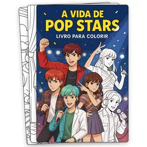 Imagem de capa para o Ebook A Vida de Pop Stars - Livro para Colorir