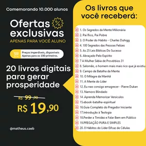 Imagem de capa para o Curso online Os 20 Livros digitais - O mapa para ter mais grana, paz e felicidade.