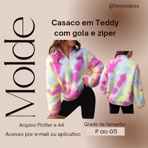 Imagem de capa para o Ebook Molde casaco estilo Teddy com gola e ziper 
