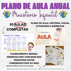 Imagem de PLANO DE AULA ANUAL PARA O MINISTÉRIO INFANTIL  📚👧🏼🧒🏾 criado por Equipe Crescer Kids 🌱 por Julia Cardoso e Jessica Chiarello na hotmart