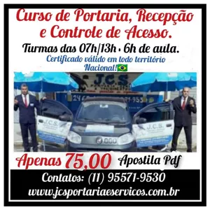 Imagem de Curso de Formação em Agente de Portaria, Recepção e Controle de Acesso J.C.S. criado por JCS CENTRO DE FORMAÇÃO E SERVIÇOS. na hotmart