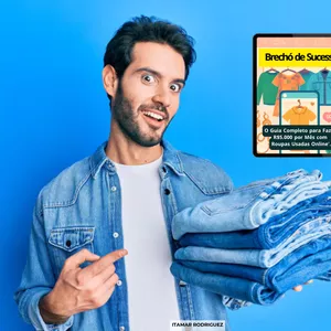 Imagem de capa para o Ebook Brechó de Sucesso: O Guia Completo para Fazer R$5.000 por Mês com Roupas Usadas Online