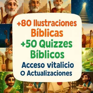 Imagen de portada para Ebook Pack Premium de Ilustraciones y Quizzes Bíblicos para Niños