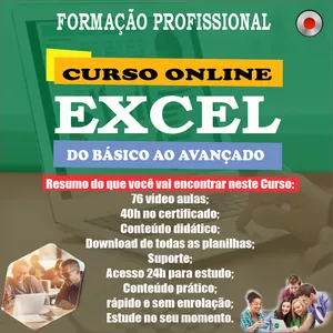 Imagem de capa para o Curso online Curso de Excel Profissional (Do Básico ao Avançado)