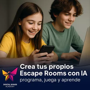 Imagen de portada para Curso online Crea tus propios Escape Rooms con IA: programa, juega y aprende