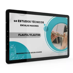Imagem de capa para o Curso online Flauta - 10 Estudos Técnicos: Escalas Maiores (12 Tonalidades) - Livro Digital + 240 Play Alongs