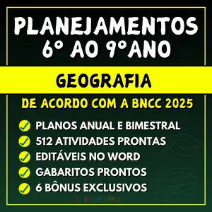Imagem do curso GEOGRAFIA - Planejamentos do 6º ao 9º ano - BNCC 2025