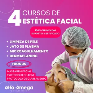 Imagem de capa para o Curso online 4 CURSOS DE ESTÉTICA FACIAL: Limpeza de Pele, Microagulhamento, Jato de Plasma e Dermaplaning