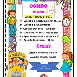 Imagem de capa para o Ebook combo de apostilas de 5º ano