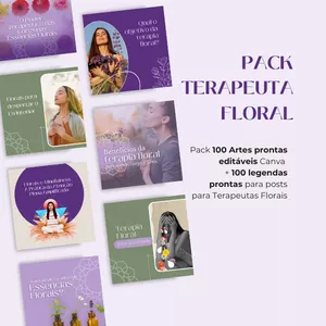 Imagem de capa para o Curso online Pack  Terapeuta Floral - 100 Artes prontas editáveis Canva Pro + 100 legendas prontas para posts