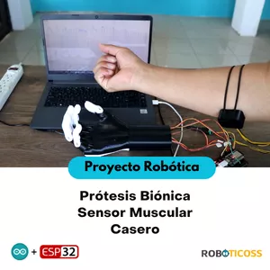 Imagen de portada para Curso online PROYECTO: Mano Robótica con Sensor Muscular Casero y ESP32