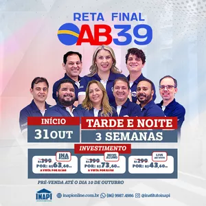 Imagem de capa para o Curso online RETA FINAL OAB 39 - NOITE ONLINE (AO VIVO)