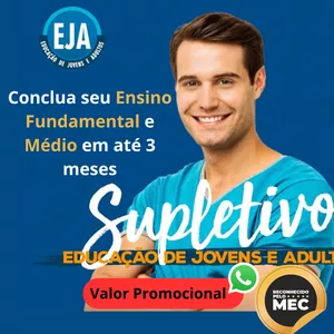 Imagem de SUPLETIVO ENSINO FUNDAMENTAL E MÉDIO EM ATÉ 3 MESES! criado por Vittor Bueno na hotmart