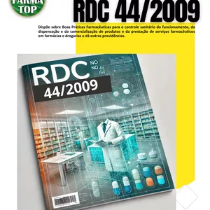 Imagem de capa para o Ebook Ebook RDC 44/2009 completo e esquematizado + 50 questões comentadas.