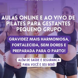 Imagem de capa para o Serviço online Aula online e ao vivo de Pilates para Gestantes - Pequeno grupo