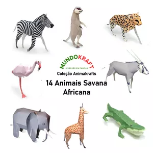 Imagem de capa para o Ebook Coleção Animakrafts | 14 Animais Savana Africana