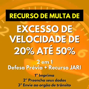 Imagem de capa para o Ebook RECURSO DE MULTA - EXCESSO DE VELOCIDADE DE 20% ATÉ 50%