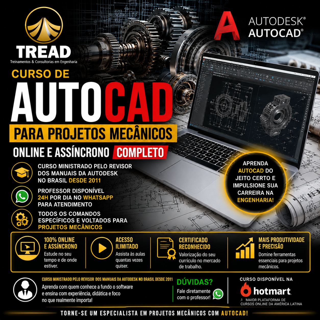 Imagem do curso Curso Completo de AutoCAD para Projetos Mecânicos