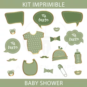 Imagen de portada para Curso online Bundle imprimible Baby Shower Verde Dorado