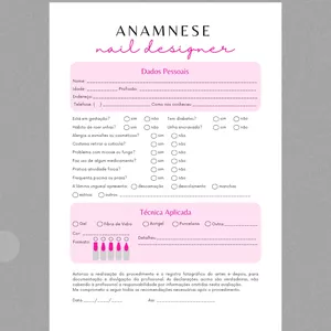 Imagem de capa para o Ebook Ficha anamnese nail designer 