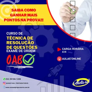 Imagem de capa para o Curso online TÉCNICA DE RESOLUÇÃO DE QUESTÕES OAB