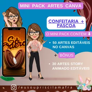 Imagem de capa para o Ebook MINI PACK CANVA CONFEITARIA E PÁSCOA