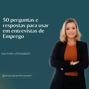 Imagem de capa para o Ebook 50 perguntas e respostas para usar em entrevistas de Emprego  (as mais utilizadas!)
