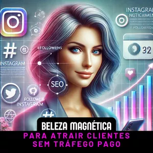 Imagem de capa para o Ebook Guia - Beleza Magnética: Para Atrair Clientes Sem Tráfego Pago