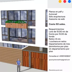 Imagen de portada para Curso online Multifamiliar para terreno 10 mt x 15 mt. 3 pisos