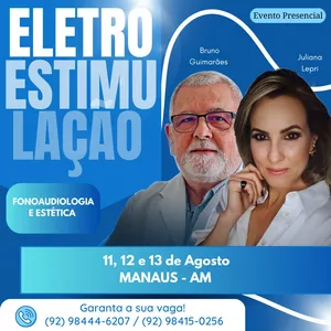 Imagem de capa para o Evento presencial LOTE EXCLUSIVO P/ ACADÊMICOS - CURSO DE ELETROESTIMULAÇÃO APLICADA A FONOAUDIOLOGIA E ESTÉTICA