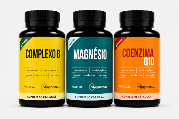Kit 1 Magnésio 1 Complexo B 1 Coenzima Q10 60 Cápsulas