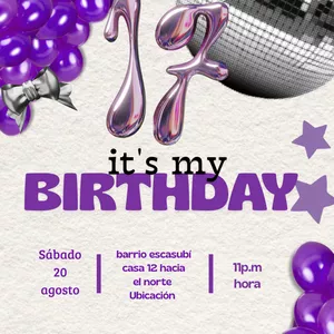 Imagen de portada para Ebook Invitación digital fiesta glam morada editable