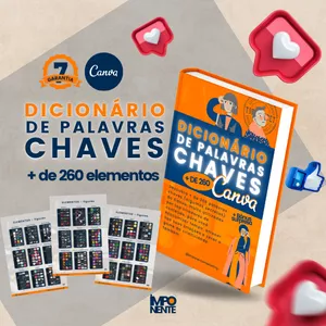 Imagem de capa para o Ebook Dicionário de Palavras Chaves do Canva + de 260 elementos