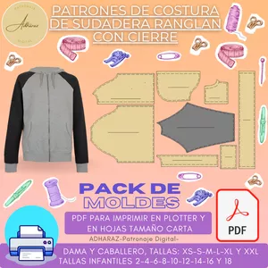 Imagen de portada para Ebook PATRONES DE COSTURA SUDADERA CON CIERRE MANGA RANGLAN