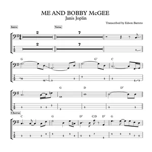Cover image for Ebook ME AND BOBBY McGEE (Janis Joplin) Bass Transcription, Score &amp; Tab Lesson