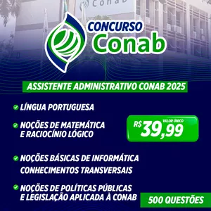 Imagem de capa para o Ebook APOSTILA ASSISTENTE ADMINISTRATIVO 2025 - CONAB