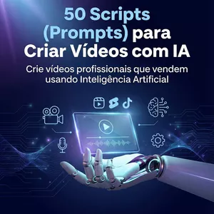 Imagem de capa para o Ebook 50 SCRIPTS (PROMPTS) PARA CRIAR VÍDEOS COM IA