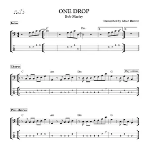 Cover image for Online course ONE DROP (Bob Marley) Bass Score &amp; Tab Lesson