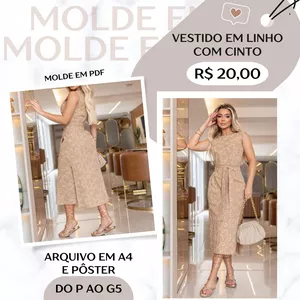Imagem de capa para o Ebook Vestido em Linho com Cinto - Molde em PDF