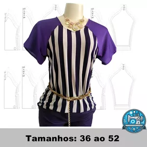 Imagem de capa para o Ebook Molde Digital de Blusa Manga Raglan (36 ao 52)
