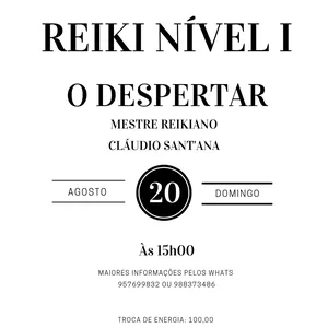 Imagem de capa para o Evento presencial Curso de Reiki Nível I "O DESPERTAR"