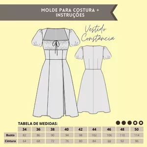 Imagem principal do produto Molde para costura - Vestido Constância - 34 ao 50