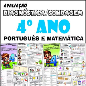 Imagem de capa para o Ebook 📚 Diagnóstica/Sondagem Para o 4º Ano - Português e Matemática 📐