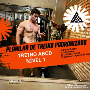 Imagem de capa para o Ebook PLANILHA DE TREINO ABCD MASCULINA NÍVEL 1