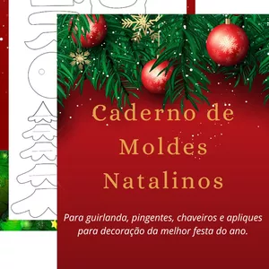 Imagem principal do produto Caderno de Moldes de Natal para Feltro e Eva - Apostila de artesanatos Natalinos