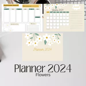Imagem de capa para o Ebook Planner + Organização Semanal 2024 - Flowers (HORIZONTAL)