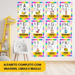 Imagem de capa para o Ebook ALFABETO DE PAREDE COM EXEMPLOS (LIBRAS E BRAILLE)
